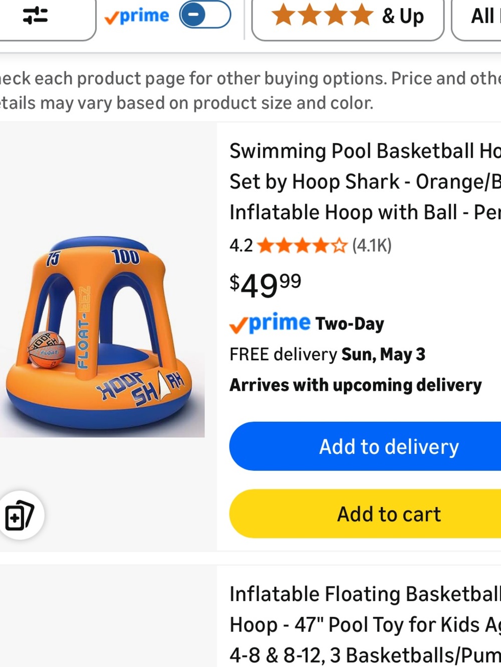 Inflatable Floating Basketball Hoop - Orange & Blue